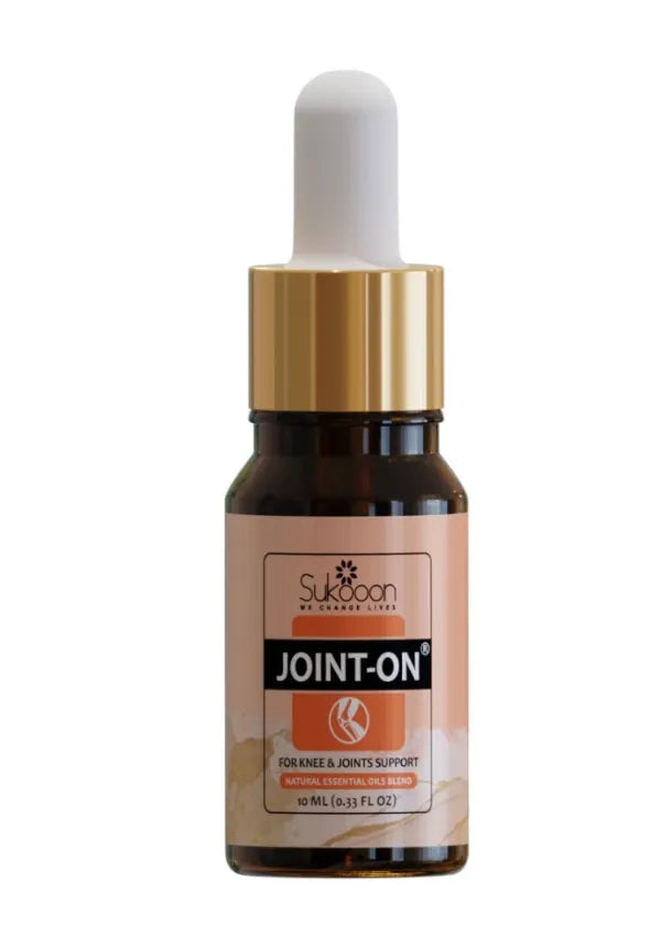 Joint-on essential oil blend helps in reducing  pain, stiffness and swelling. The natural oils work on symptoms of pain in joints, back pain, knee pain.