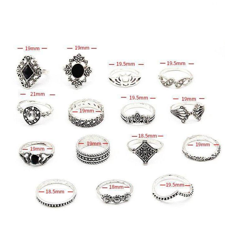 15 Pcs Trendy Rings set For Girls