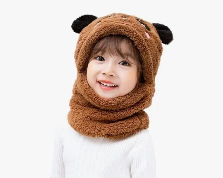 Stylish Kid's Wool Cap with Neck Warmer - 2 Pcs