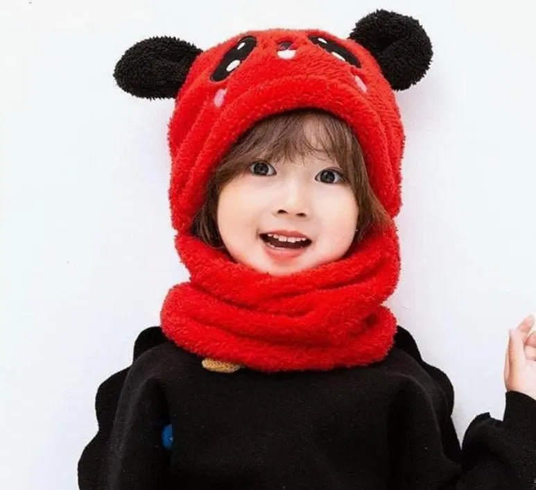 Stylish Kid's Wool Cap with Neck Warmer - 2 Pcs