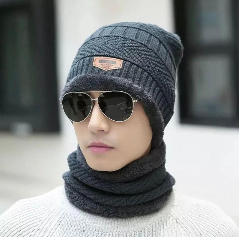 Warm Wool Beanie and Neck Warmer Set 2Pcs