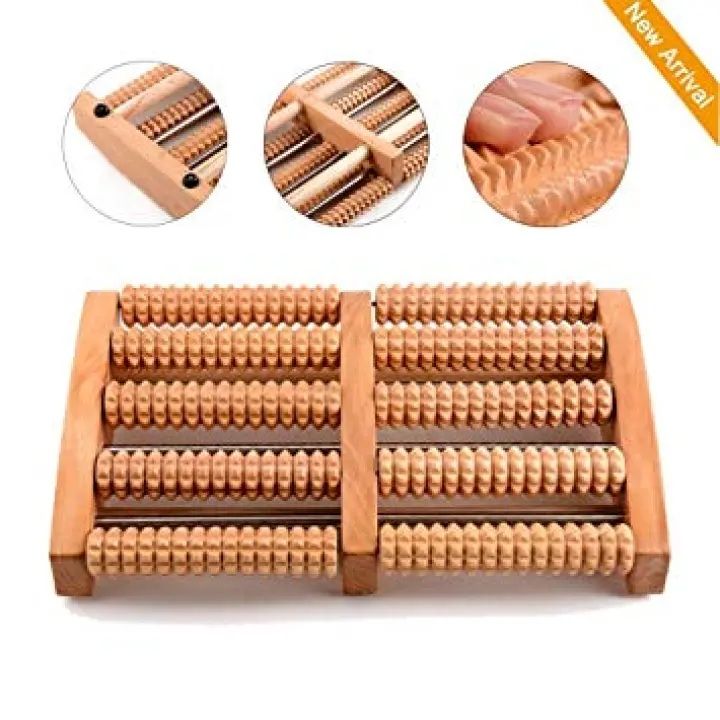 Traditional Wooden Roller Foot Massager, Accupressure Roller Wood Foot Massager Stress Reliever 12 Roolers